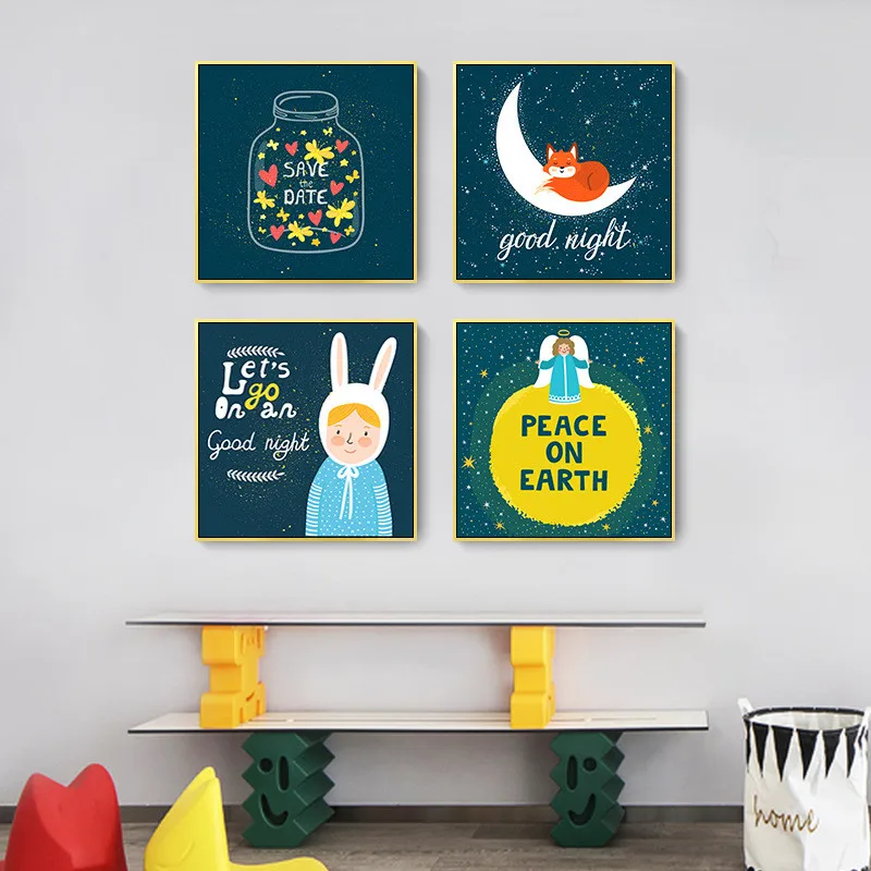 RuoGuan современный мультфильм постер Звезды Луна холст картина настенные