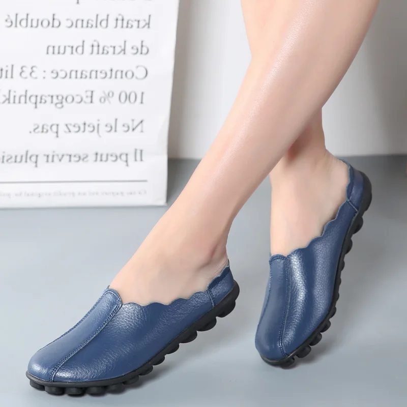 Spring Summer Women's Casual Shoes Slip-on Loafers Female Flats Breathable Doug Footwear Big Size Gommino Leather Driving Shoes