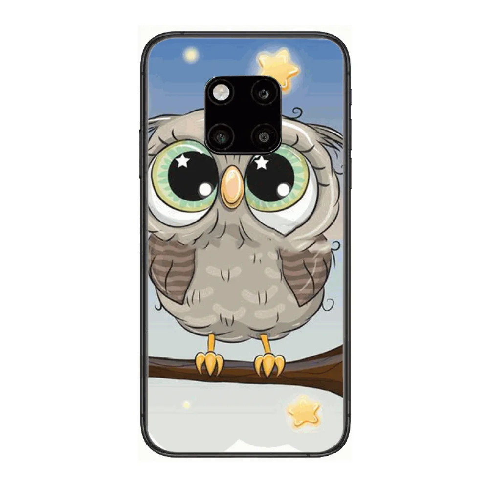 

Cute owl Phone Case For Huawei mate 30 10 20 40 Lite Smart Z Pro Black Etui 3D Coque Painting Hoesjes case