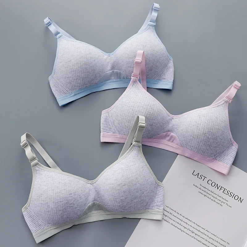 

Новый бюстгальтер для девочек без косточек, простой и удобный хлопковый бюстгальтер для девочек, дышащий бюстгальтер с тонкой чашкой, разви...
