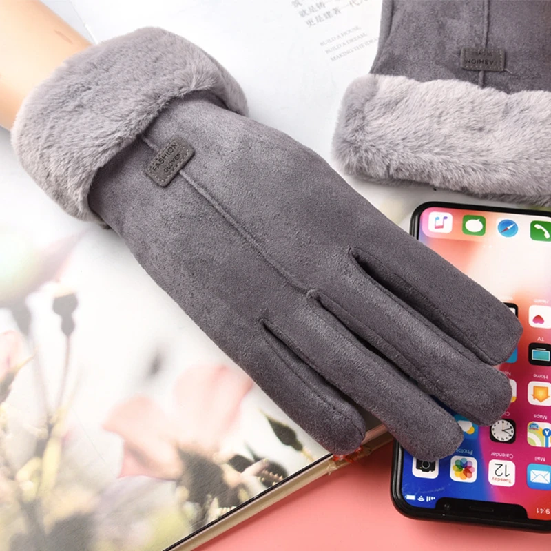 Новинка зимние женские теплые перчатки с сенсорным экраном полный палец варежки