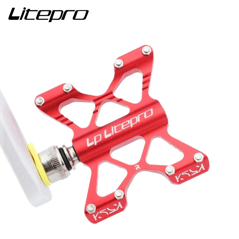 

LP Litepro K5 Bike Quick Release QR Pedal MTB Bearing Pedals Folding Road Bike Antislip Extra Large Size for Man Large Foot