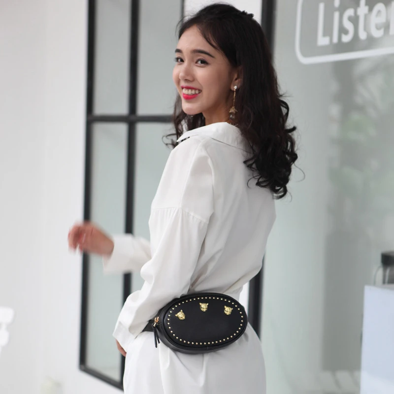 Забавная поясная сумка с заклепками для женщин женский ремень дизайнерская