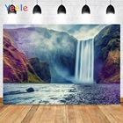 Фон для фотосъемки с изображением гор водопада тумана реки растений