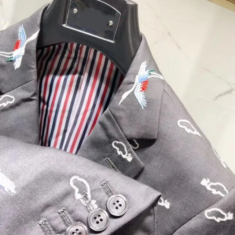 Тяжелый рабочий новый цельный мужской блейзер с вышивкой модный приталенный