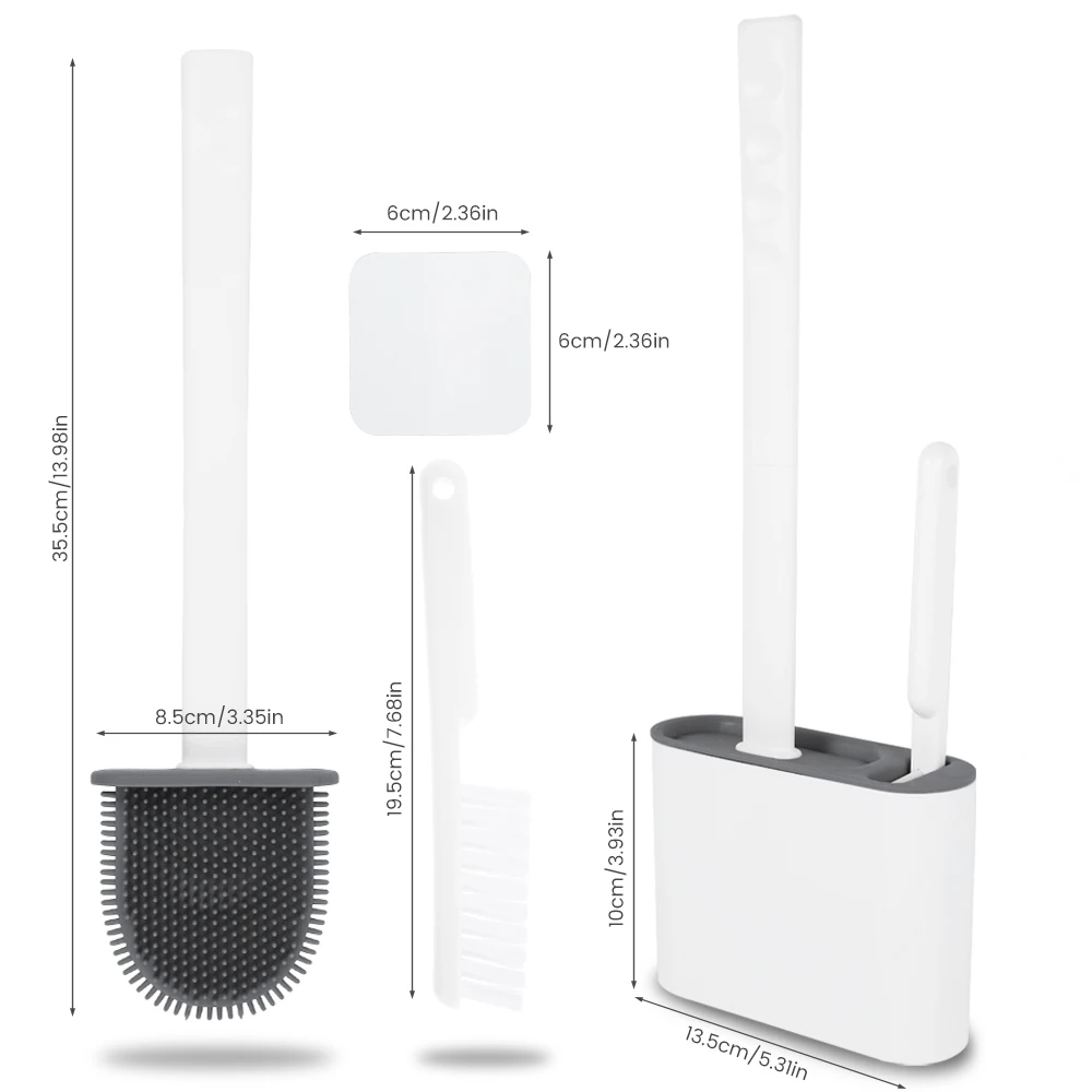 

Toilet Brush Sets Silicone Wall Hanging Household Floor Cleaning Bathroom Accessories Soft Bristles Durable Accessories Toilet