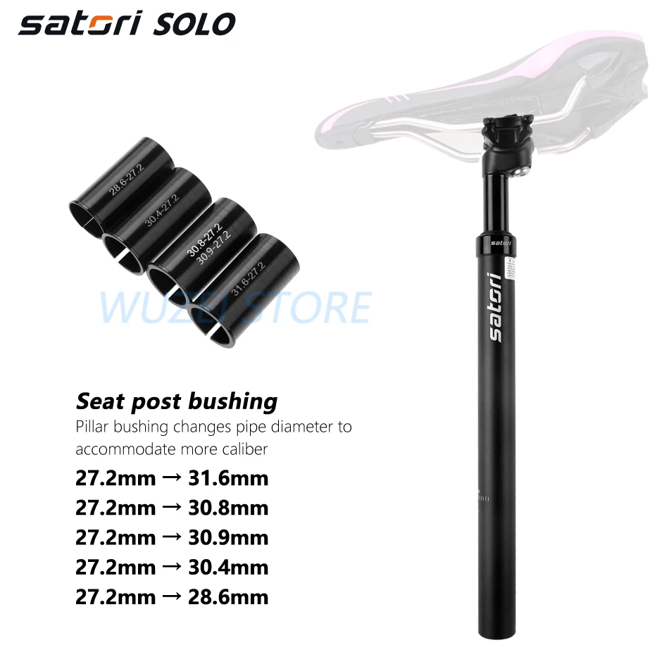 SATORI bicycle seat post 27.2/28.6/30.4/30.8 30.9mm*355mm Aluminium shock tube MTB road bike saddle 40mm Travel | Спорт и