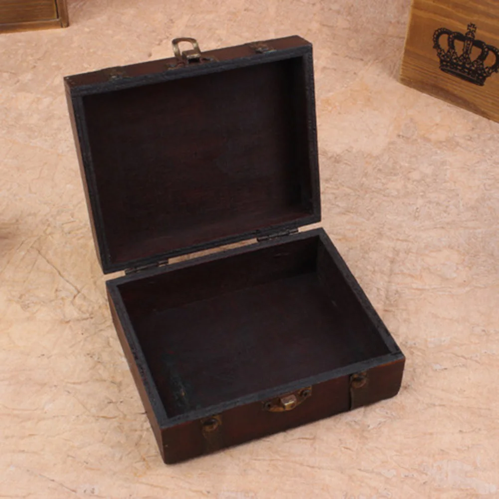 Retro Design Wooden Lock Catch Jewelry Gift Storage Box Container Sundries Organizer Large Capacity Jewelry Storage Case