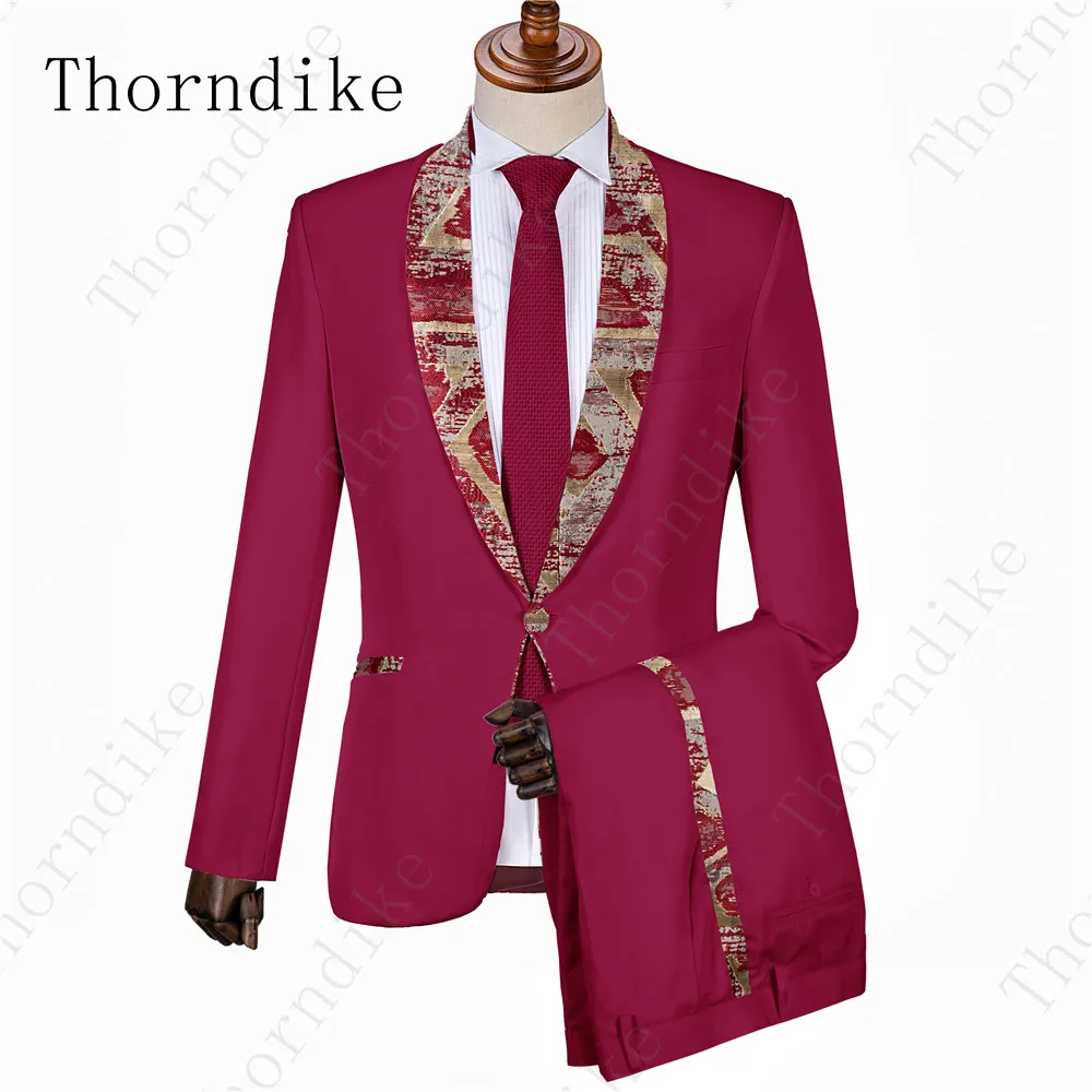 suit 9 Thorndike костюм Homme Mariage, 2 предмета, мужской костюм для свадьбы, выпускного вечера, вечерние костюмы серого цвета с жаккардовым шалевым отворотом(пиджак+ брюки+ галстук - Color: suit 9