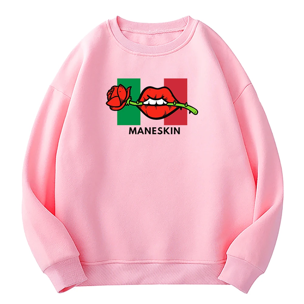

Maneskin Hoodie New Fashion Women Oversized Loose Casual O-Neck Pink Sweatshirts Hoodies Female Harajuku Fleece Pullovers Hoody