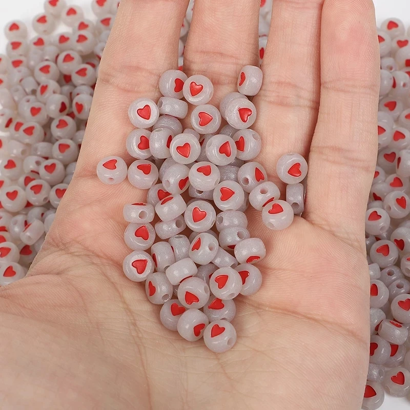 100 шт. 7 мм DIY акриловые буквы амулеты бусины ожерелье ручной работы светится в