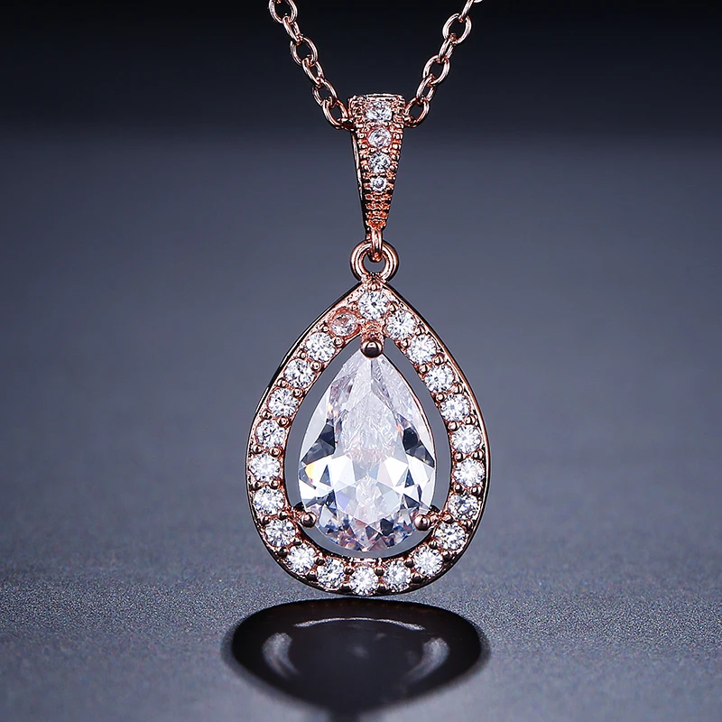 Uilz Мода белое золото ожерелье с подвеской капелькой слезинкой для женщин