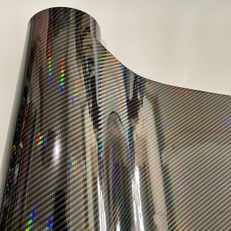 Голографическая Черная Виниловая оберточная пленка из углеродного волокна