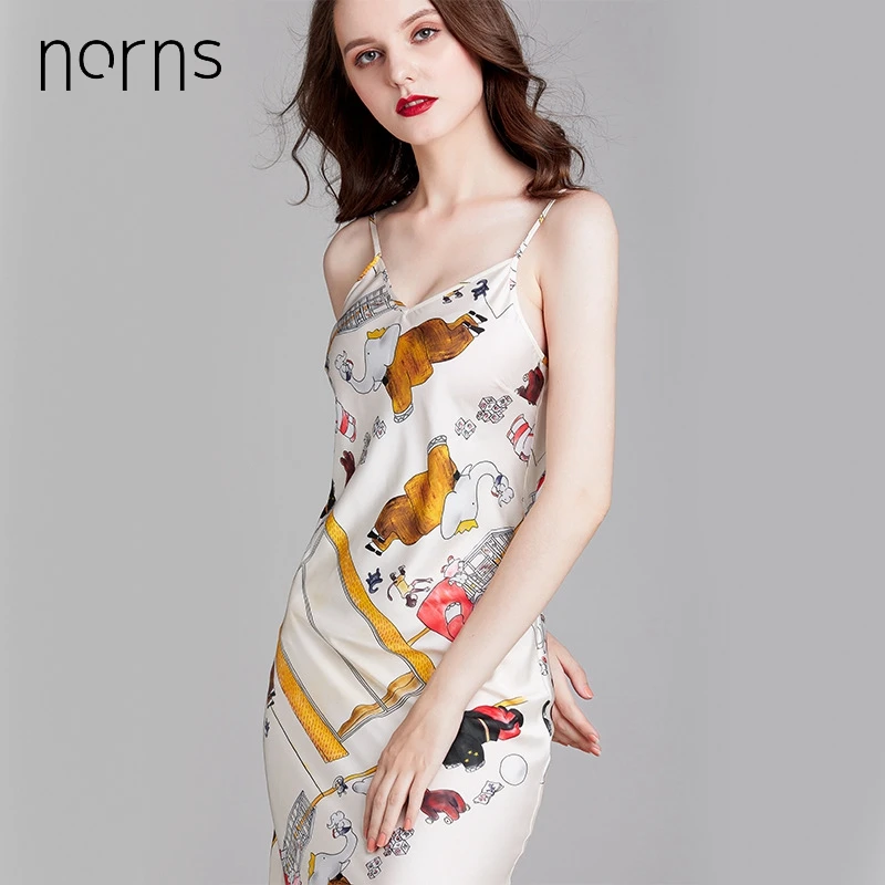 Norns Пижама женская весна и лето шелковая тонкая секционная сексуальная ночная