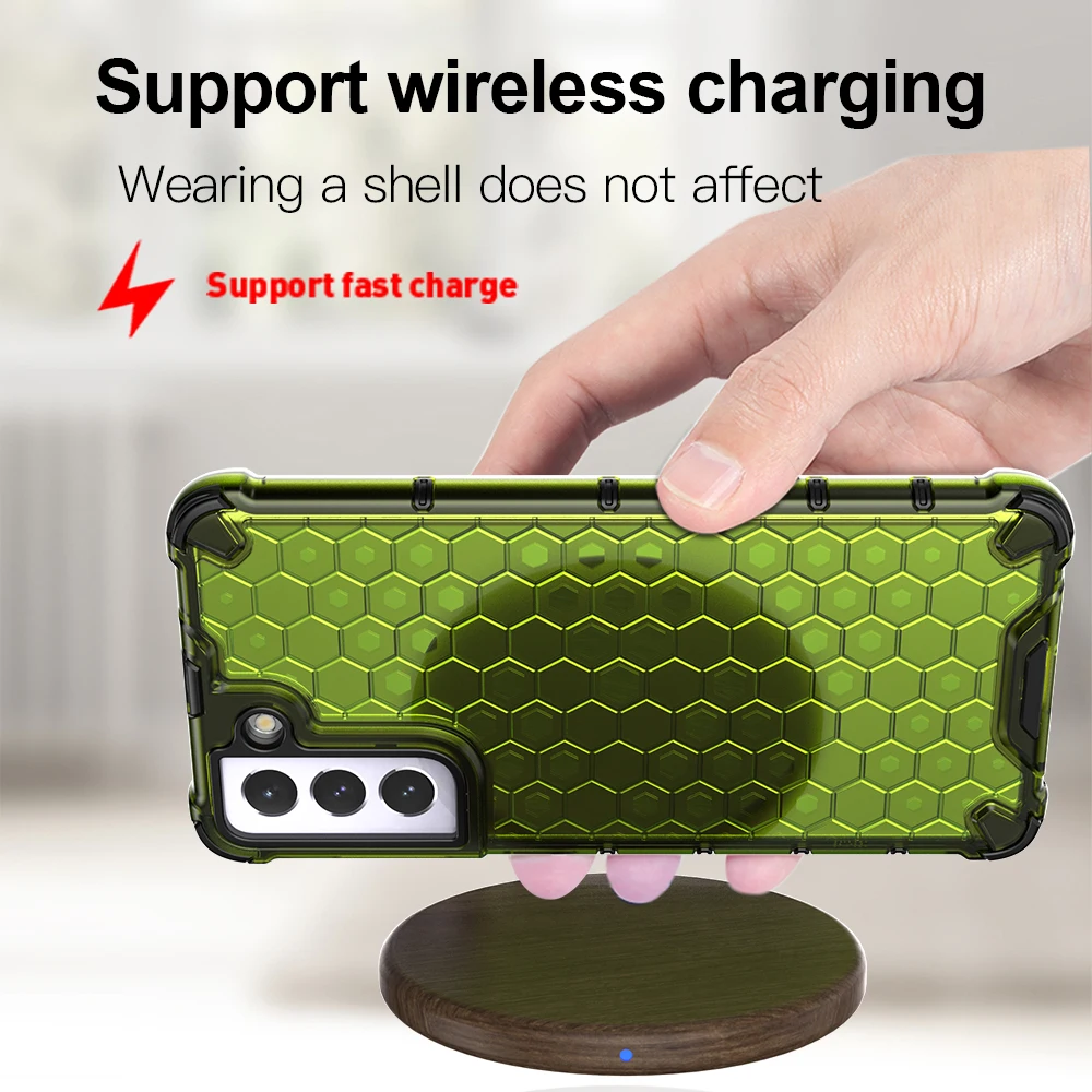 KEYSION Shockproof Case for Samsung S21 Ultra S21+ Plus 5G Honeycomb Phone Cover for Galaxy A32 A52 A72 A21S M21 M30S M31S M51