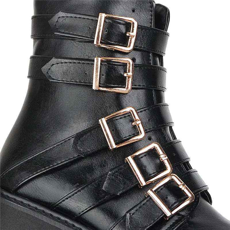 

MORAZORA 2020 new arrival women ankle boots round toe buckle thick heels platform boots fashion punk cool casual shoes woman