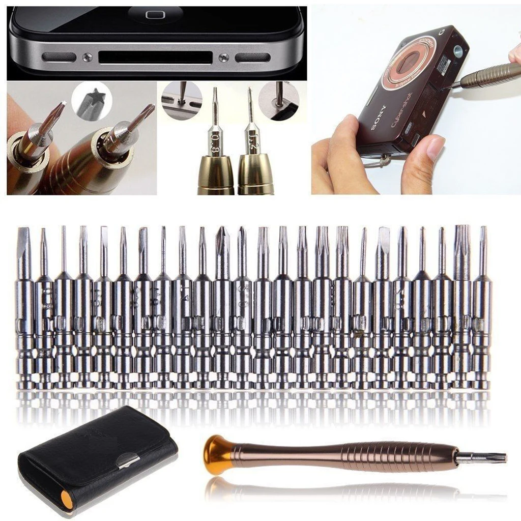 

Mini Portable Convenient 24 Pieces with Bag Case Precision Screwdriver Tool Kit Watch Mobile Clock Repair Set