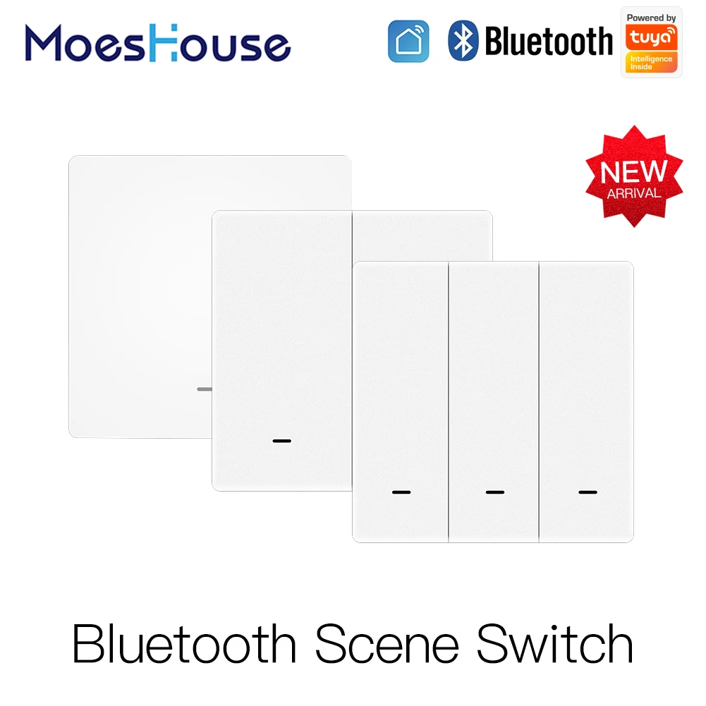 

MoesHouse Tuya Bluetooth Mesh Wireless Scene Switch Push Button Battery Powered Transmitter Scenario for Smart Devices Google