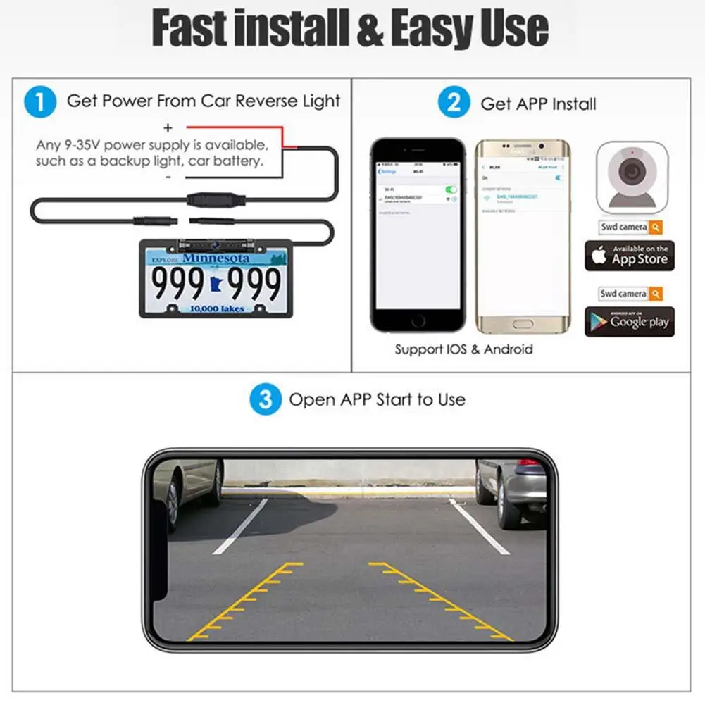 구매 무선 백업 카메라, 와이파이, 170 와이드 앵글 대시 캠, 스타 나이트 비전, 자동차 뷰 반전 카메라, 방수 자동 백업 모니터