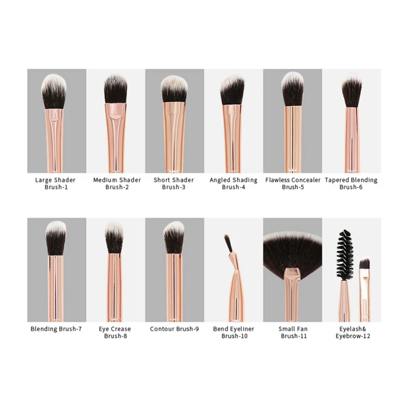 12 шт 3 цвета набор кистей для макияжа глаз Brochas Maquillaje Make Up Eyeshadow кисточка Бровей