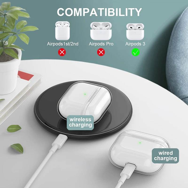 Мягкий защитный чехол из ТПУ для AirPods 3 прозрачный Air Pods чехлы беспроводных