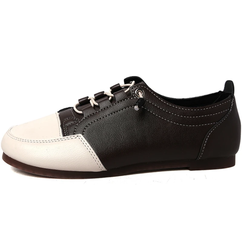 

Маленькие кожаные женские туфли, в британском стиле, новая Корейская версия, повседневные туфли с круглым носком и плоской подошвой для дев...