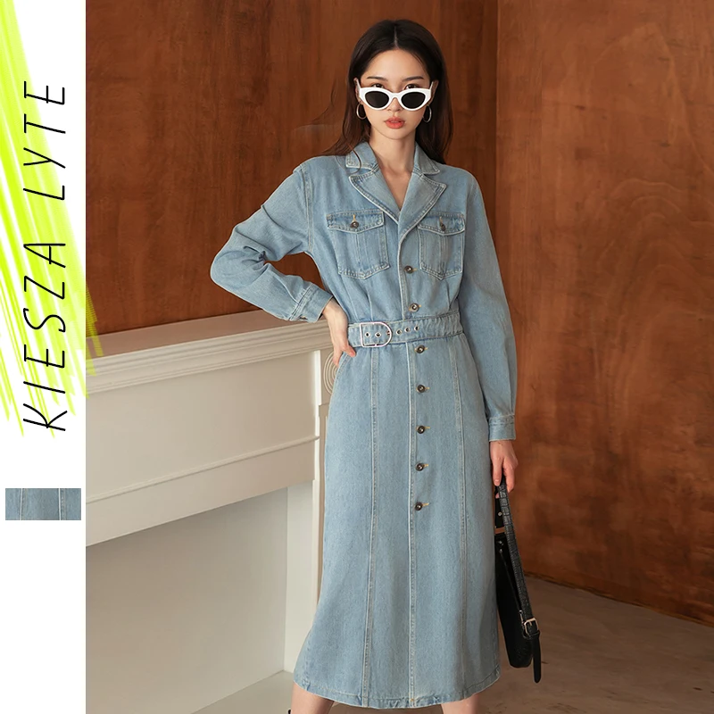 Женское винтажное джинсовое платье рубашка повседневное синее облегающее