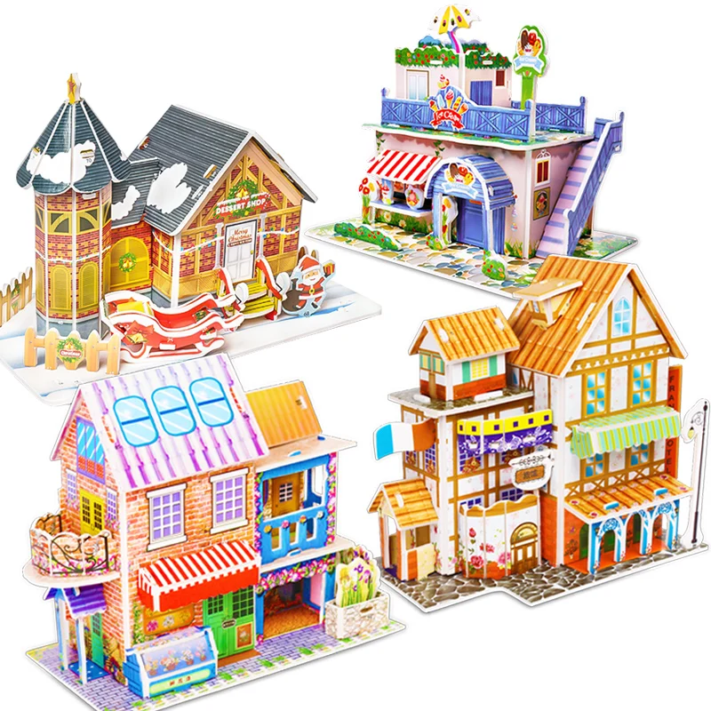 Детский 3D пазл модель для строительства дома мальчиков и девочек обучающая развивающая игрушка сборки