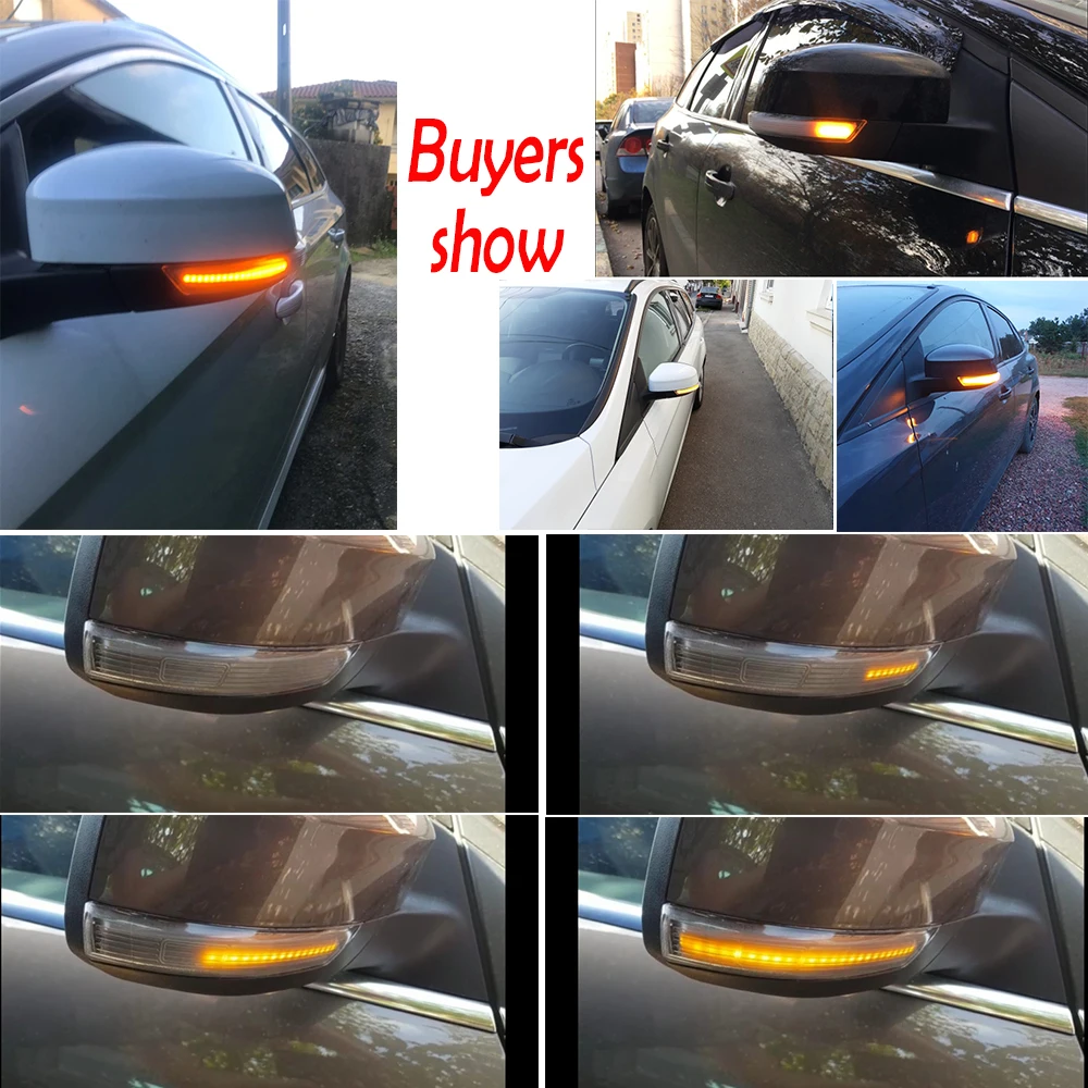

PMFC Dynamic Turn Signal Light LED Side Wing Rearview 2 pieces Mirror Indicator Blinker Repeater Light For Ford Focus 2012-2018