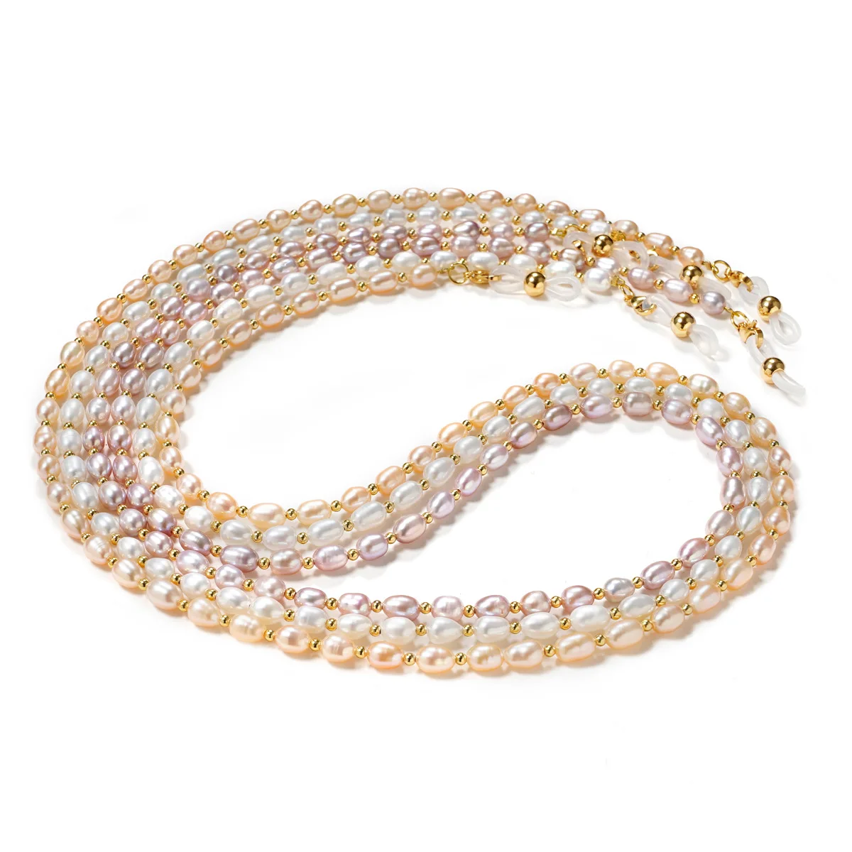 

Spectacles Chain String Beaded Lanyard Anti-dropping Neck Rope Freshwater Pearl Clip Golden Beads Eyeglasses Chain Women