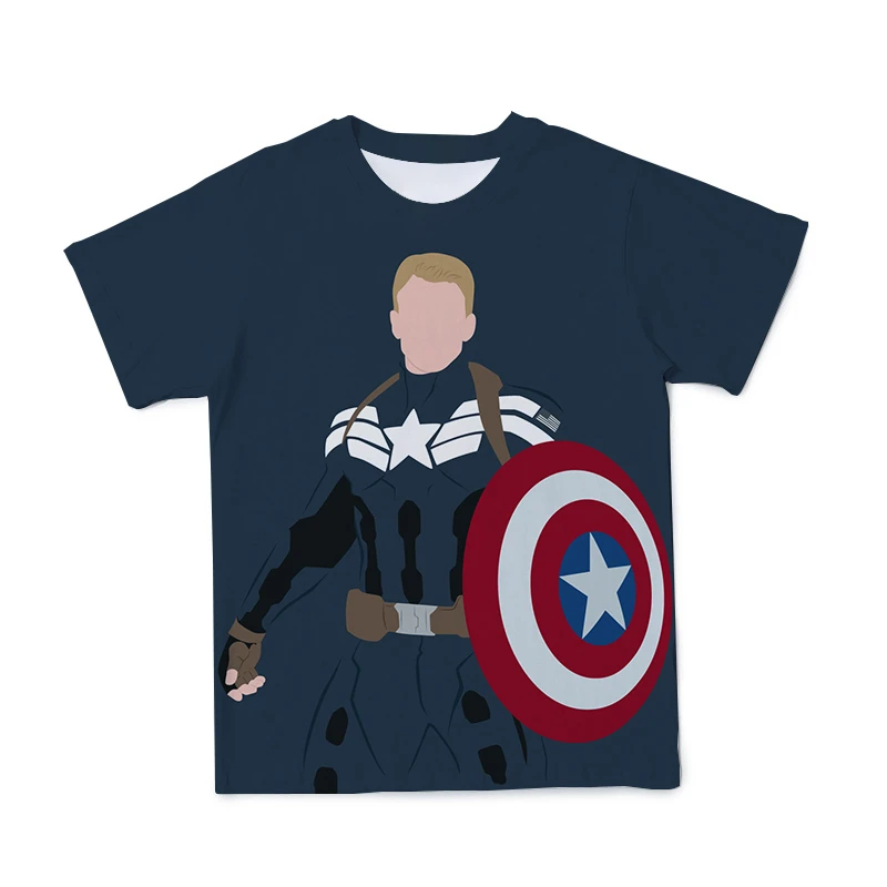

2021 Summer Round Neck Short Sleeve Men's T-shirt, Breathable Sweat-wicking Elastic Polyester Fiber Cool Superhero Boy T-shirt