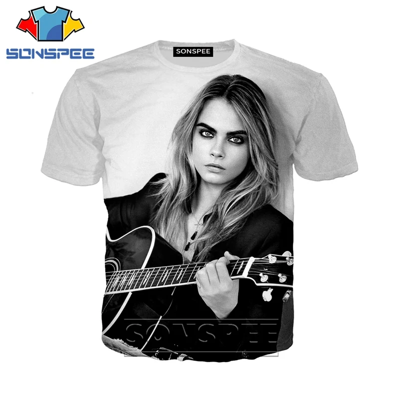 Мужская футболка с 3D принтом Cara Delevingne сексуальная модная в стиле Харадзюку
