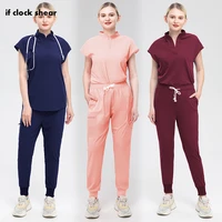 scrubs women uniforms unisex v neck short sleeve nursing sets pocket care workers topspants suits blouses working clothes s xxl