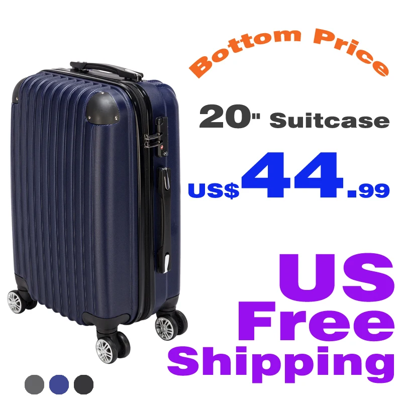 【Bottom price】20 inch Waterproof Spinner Luggage Travel Business Large Capacity Suitcase Bag Rolling Wheels Blue Free Shipping