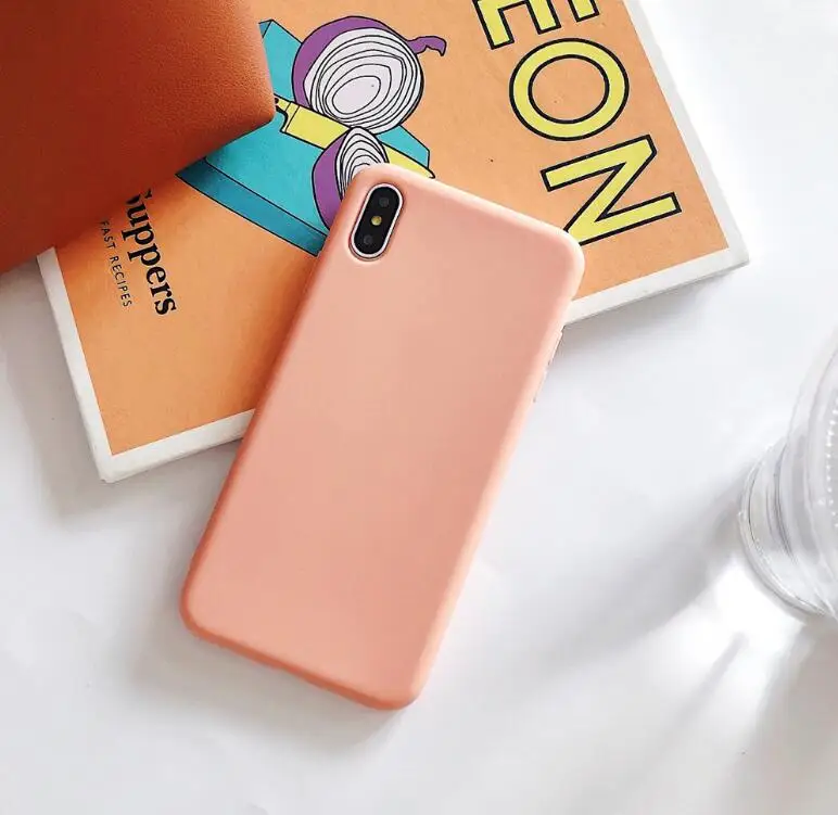 watermelon red Для iPhone 11 Pro Max X XS Max XR чехол Macaron Plain для iPhone 8 7 6 6s Plus Мягкий чехол для телефона TPU задняя крышка против падения Funda - Цвет: watermelon red