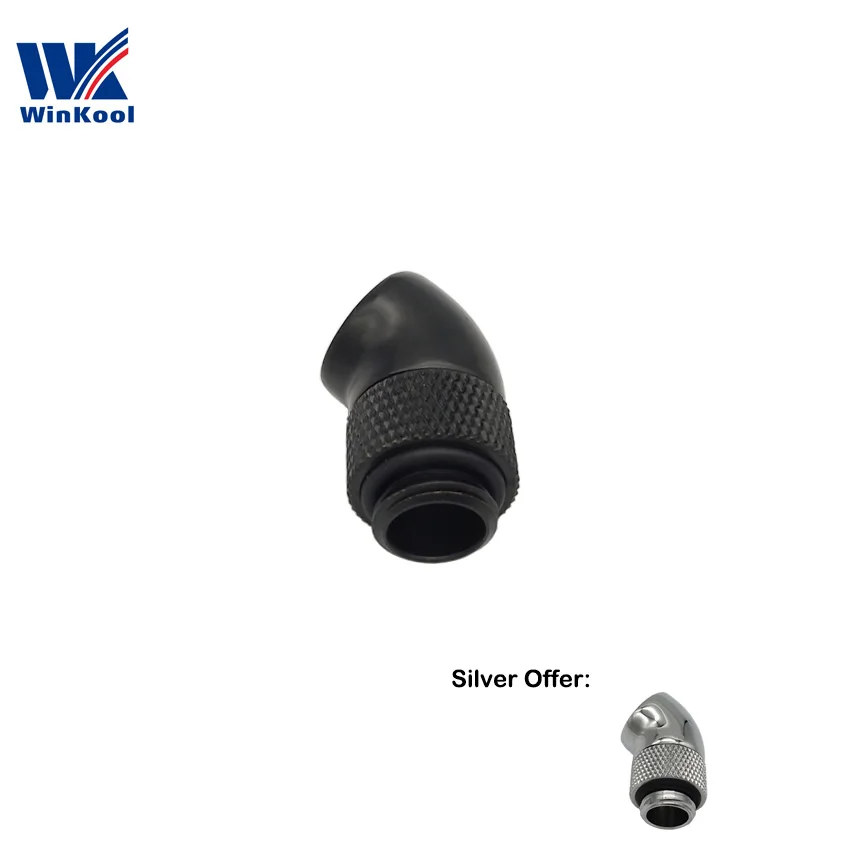 WinKool 45 Degree Male to Female Rotary Angle Fitting Adapter With G1/4'' Threads for Water Cooling