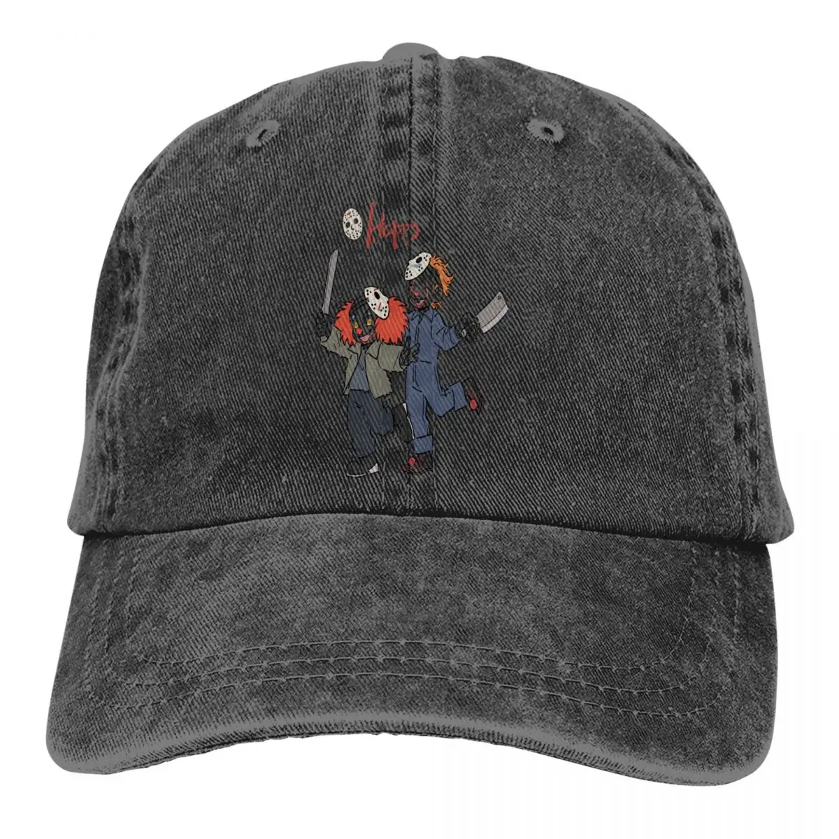 

Washed Men's Baseball Cap Happy Trucker Snapback Caps Dad Hat Friday the 13th Jason Horror Bloody Film Golf Hats