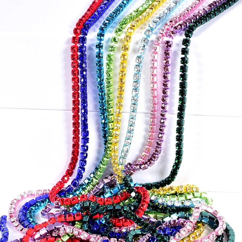 10 ярдов цветная цепочка Стразы одного цвета НИЗ и камни стразы для окантовки ДЛЯ