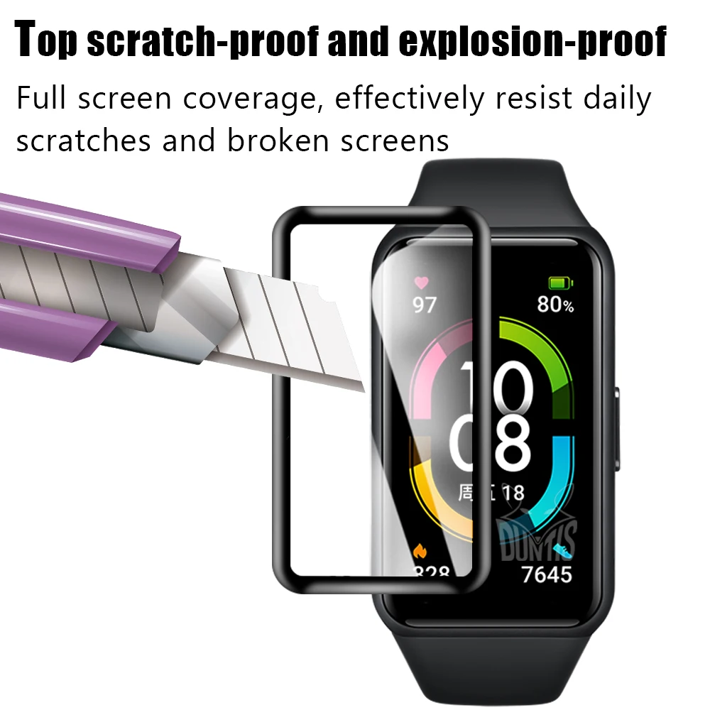 Защитная 3d-пленка из мягкого стекловолокна для Huawei Honor Band 4 5 6 защитный чехол на