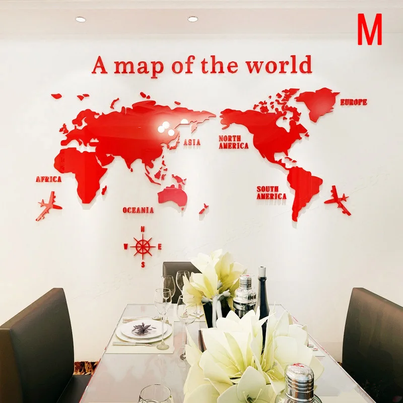 Акриловая 3D карта современного мира гладкая однотонная Хрустальная Настенная