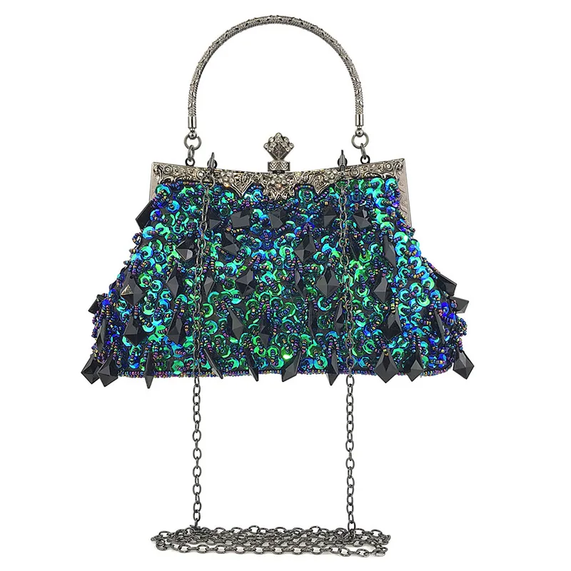 Женский клатч с кристаллами зеленый дизайнерский кошелек для вечерние сумки на