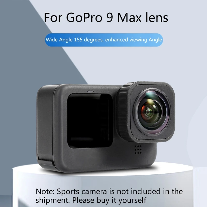 

Wide-angle 155 Degrees Max Lens Replacement Vlog Shooting Lens Accessory Support 5M Waterproof Compatible with Hero 9 Max B2EA
