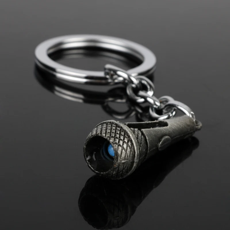 High Quality New Hourglass Metal Keychain Creative Music Gifts Key Chain Ring Microphone Keychains Fashion | Украшения и