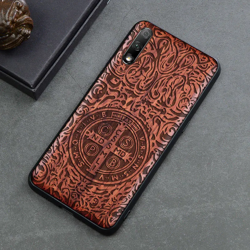 Чехол для Honor 9x, Деревянный чехол, чехол для Honor 9x Pro, розовое дерево, ТПУ, ударопрочный чехол для телефона, чехол для huawei Honor 9x - Цвет: color 4