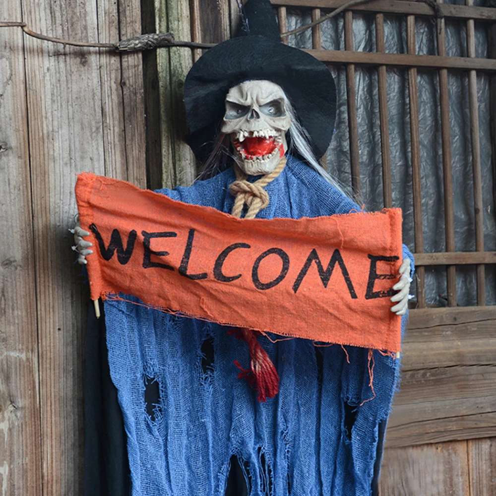 Halloween Hanging Ghost Electric Voice Control Grim Reaper Props Haunted House Bar Club Party Decoration Accessories Orange | Дом и сад