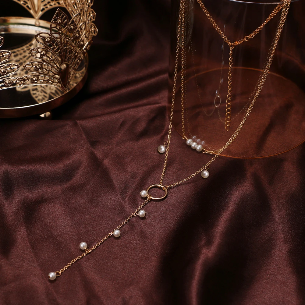 Модная цепочка жемчужное ожерелье для женщин в стиле барокко металлические