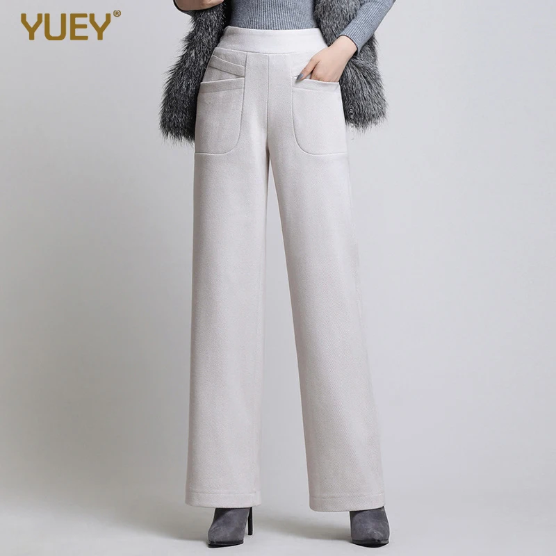 Женские Эластичные шерстяные брюки прямые облегающие эластичные большого