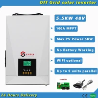 5 5kw 48vdc off grid hybrid solar inverter pure sure wave with 100a 120 450vdc pv input mppt no battery working parallel