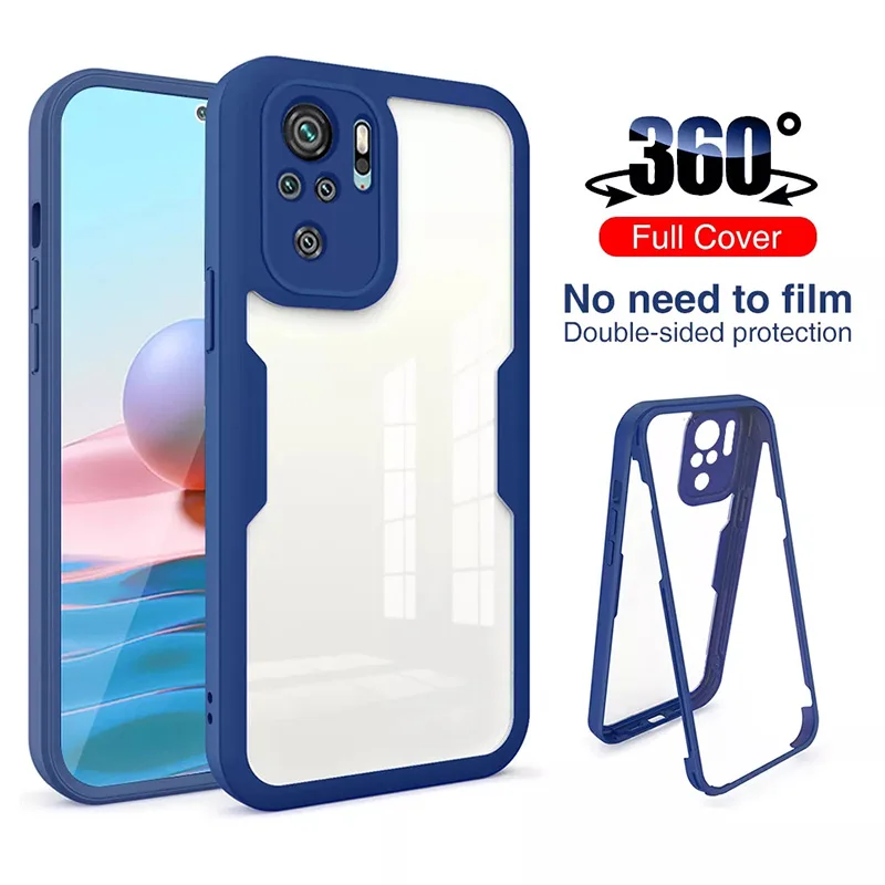 

360 Degrees Full Body Protection Case For Xiaomi Mi 11 Lite 5G 10T Poco F3 X3 Redmi 9A 9T Note 10 Pro Max 9S 9 Clear Soft Cover