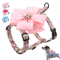 flower dog harness cute dog cat vest harness floral printed pet harnesses adjustable for small medium dogs puppy bulldog